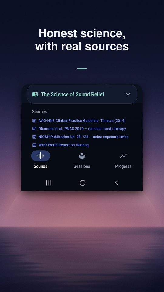 The Science of Sound Relief, with its published sources.